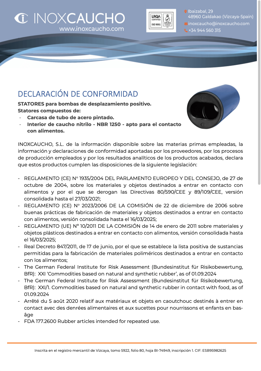 Declaración de conformidad 2025